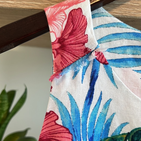 Tommy Bahama 100% Linen Palm Floral Print Dress w/Pockets, Small - Picture 5 of 11